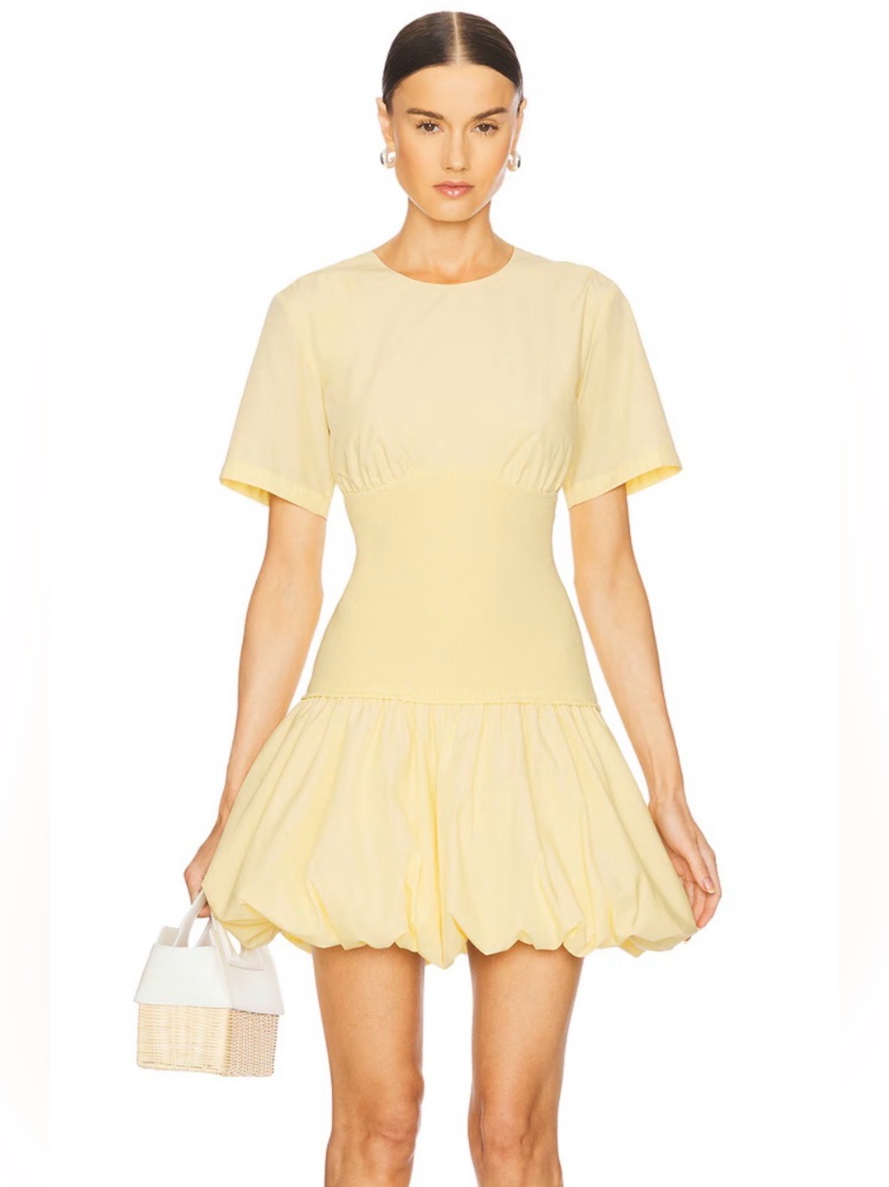 NWT Simkhai Libbie Short Sleeve Mini Dress in Buttercream